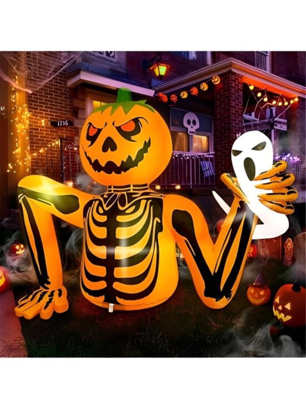 Halloween Inflatable Pumpkin Skeleton, 5FT Outdoor Halloween Decorations